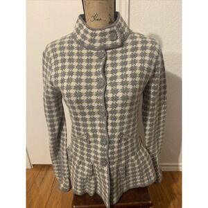 Jazmin Chebar 2 Fancy Women's Jacket 80% Wool Gray White EUC